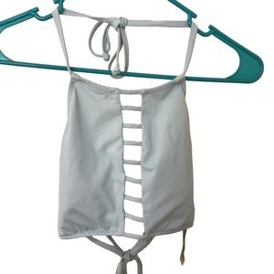 3/$15 Pink Victoria’s Secret strappy high neck halter swim bikini top blue M